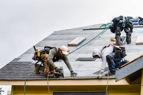 Professional Gutter Installation technician working in North Chili, NY